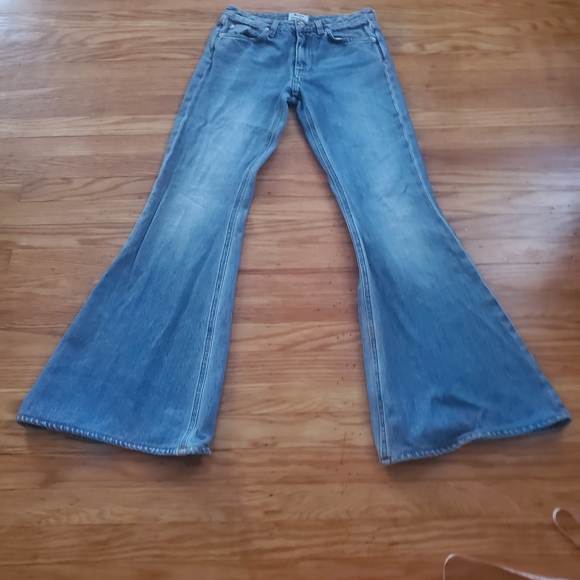 ACNE STUDIOS Flared Low Rise MADE IN ITALY COTTON Blue Jeans SZ 4 NEW
